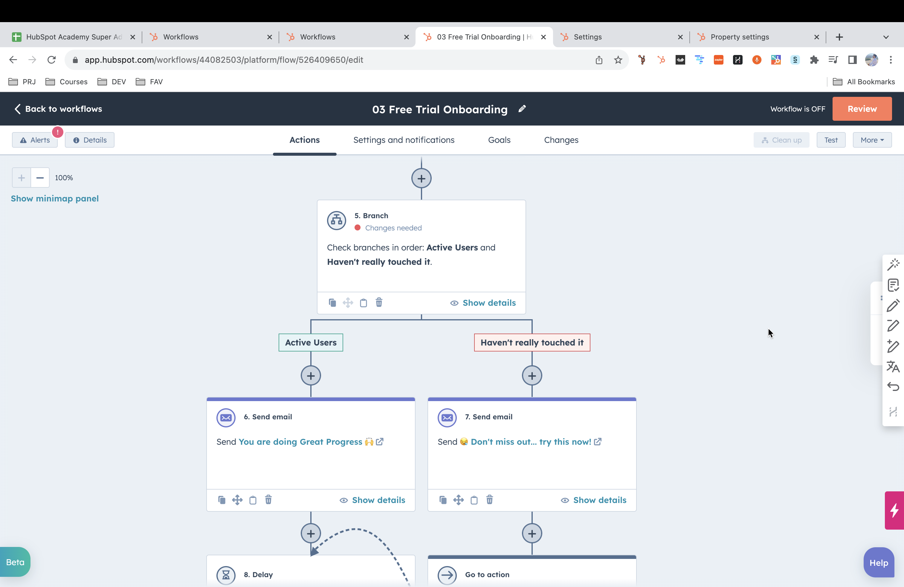 workflow making progress in your trial