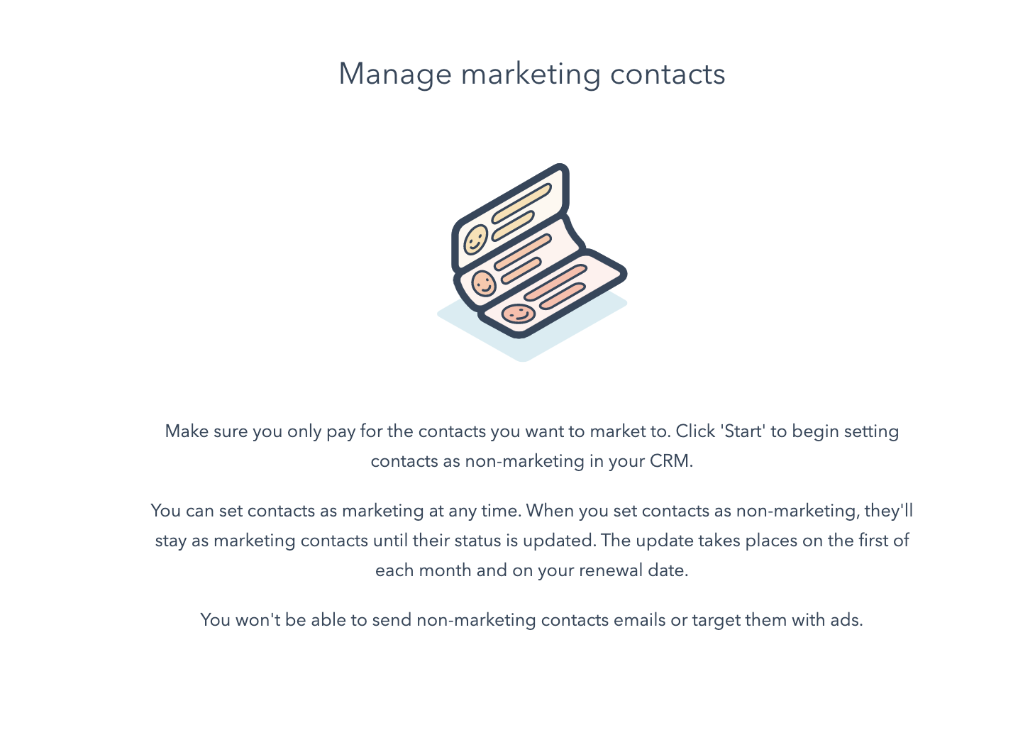 Marketing contacts setup